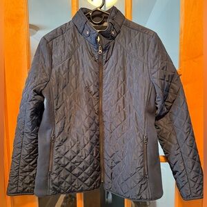 Market & Spruce Navy Quilted Puffer Jacket with Stand Collar